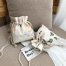 Embroidered Flower Bucket Bag Handbag Cute Girl Shoulder Messenger Bag Blue