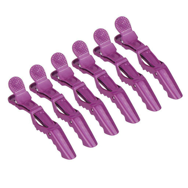 6Pc Makeup Styling Clips Thick Hair Cutting Alligator Clips Barrettes Purple