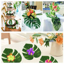 90Pcs Tropical Palm Leaves and Hibiscus Flowers, Artificial Leaves Plants H B3C3
