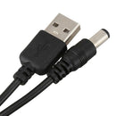 USB Cable 5.5mm / 2.1mm 5V DC Barrel Jack Power Cable (Black, 75cm)