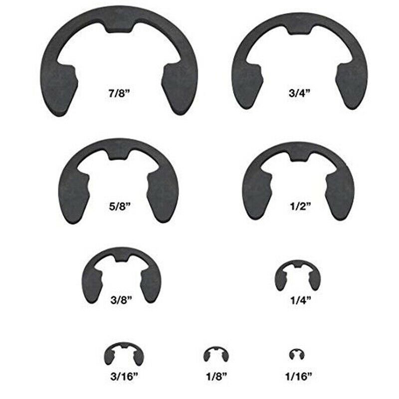 300Pcs/Box Metal E-Clips Shaft Retaining Rings Black E-Type Clip Washers Ri N4A1