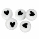 50Pcs Useful Acrylic Heart Love Coin Round Flat Spacer Beads 7mm S3C8 O6L0 Y3A1