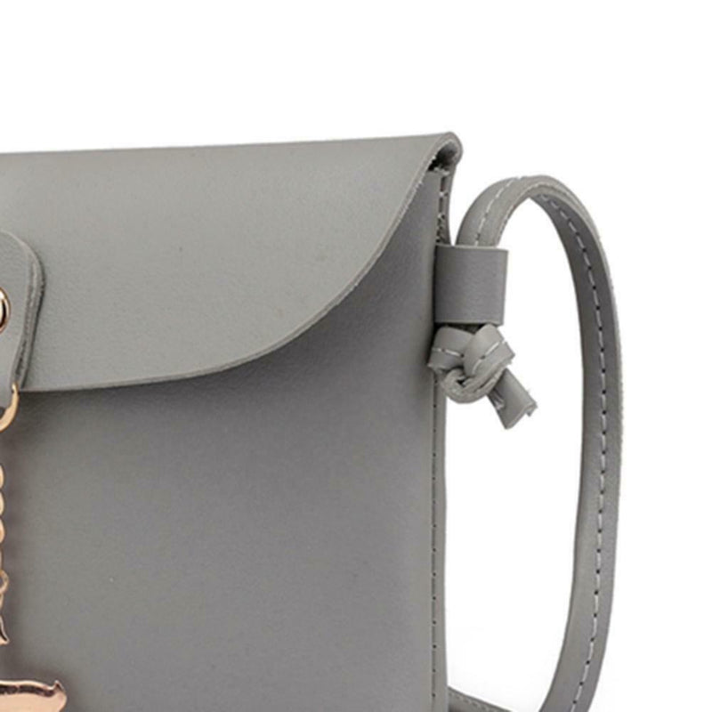 Simple PU Women Casual Shoulder Bags Pure Messenger Phone Handbag/Grey
