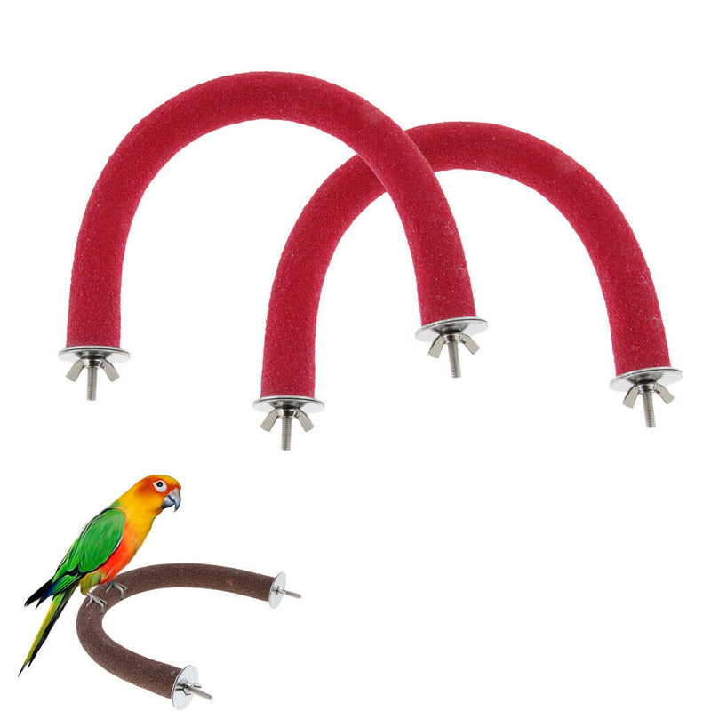 Set Of 2 Parrot Bird Natural Wood Stand Perch U