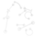 10pcs Clear Acrylic Tongue Rings Lip Studs Hoop Barbells Invisible Body Jewelry