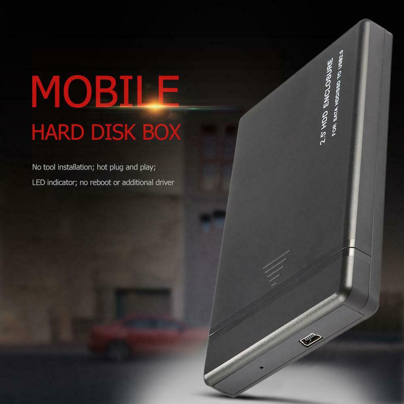 2.5 Inch USB2.0 SATA Hard Disk Drive Box External HDD Enclosure (Black)