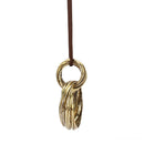 Fashion Long Brown Leather Rope Chain Women Double Circle Pendant Necklace
