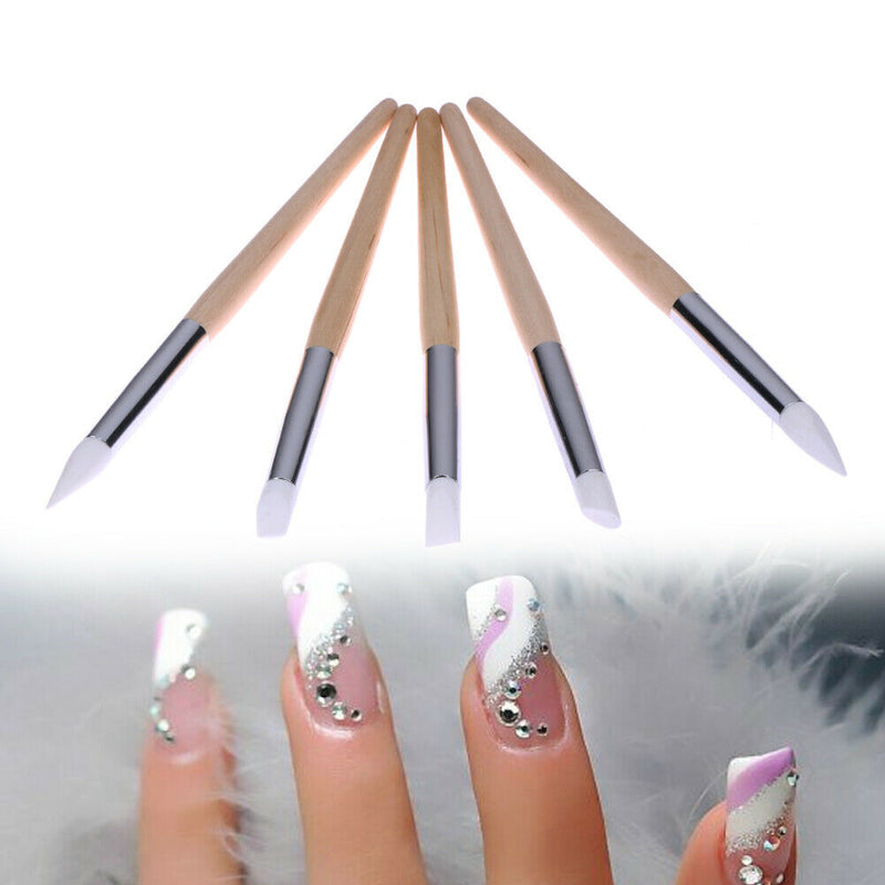 5pcs Nail Art Silicone Head Painting Pen Professional Nail Design Brush