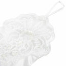 Folds Lace Embroidered bridal satin wedding dress protection sleeve white E9X5