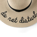 Summer Womens Wide Brim Do Not Disturb Sun Hat Embroidery Straw Cap Floppy  S2C9