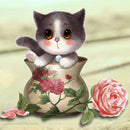 DIY Mosaic Cute Cat Paint Kit Full Round Drill Diamond Picture (cat-W550)