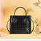 Retro Alligator PU Women Shoulder Tote Bag Portable Solid Handbags (Black)