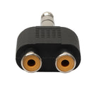 2Pcs 6.35mm 1/4" Stereo Plug to 2 RCA Female Jacks Splitter Audio Converter