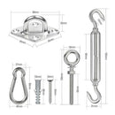 26Pcs 304 Stainless Steel M8 Heavy Duty Sun Shade Sail Fixing Kit Triple-Co