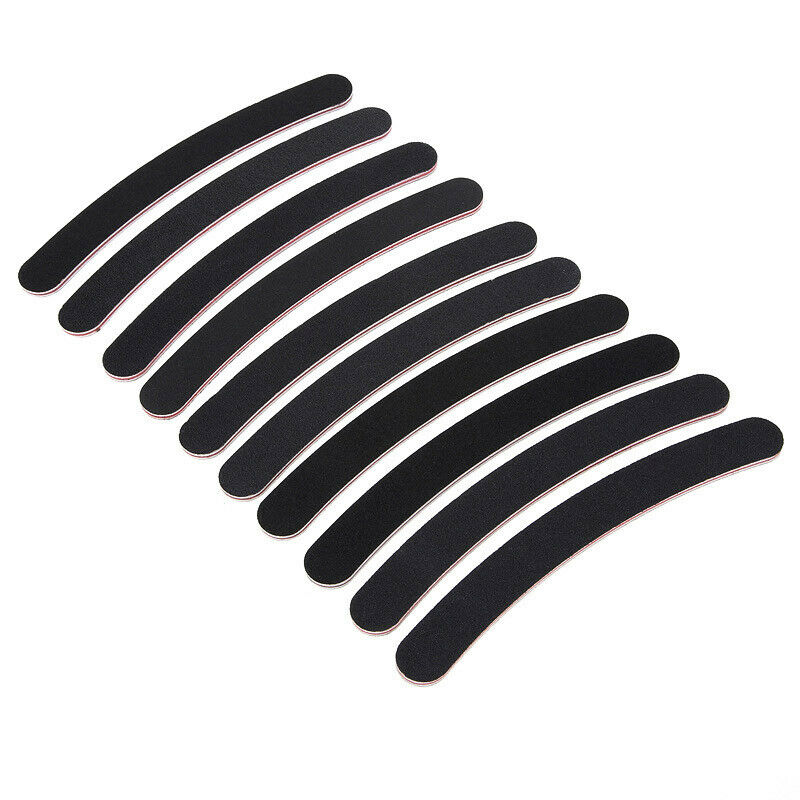 Nail files, curved, double-sided, black, 10 pieces G8E8