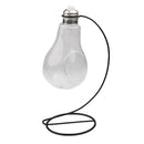 Bulb Glass Flower Vase Bottle Hydroponic Terrarium Container Pot+Iron Stand