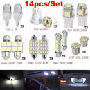 14pcs White LED Interior Package Kit T10 36mm Map Dome License Brake Light Bulbs