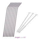 8Pcs Stainless Steel Metal Drinking Straw Straws with 3 Cleaner Brush Kit