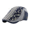 Mens Cotton Newsboy Cap Paisley Patch Block Flat Cap, Adjustable Dark Blue