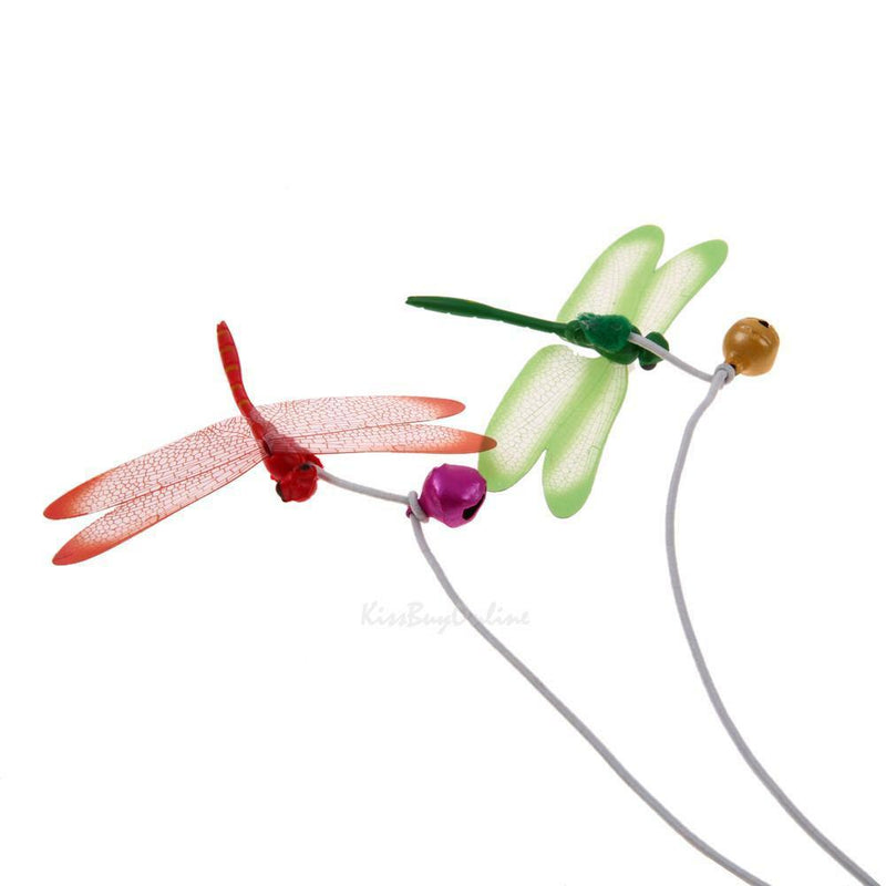 5pcs Plastic Cat Pet Teaser Dragonfly Interactive Stick Toys Wire Chaser Wands