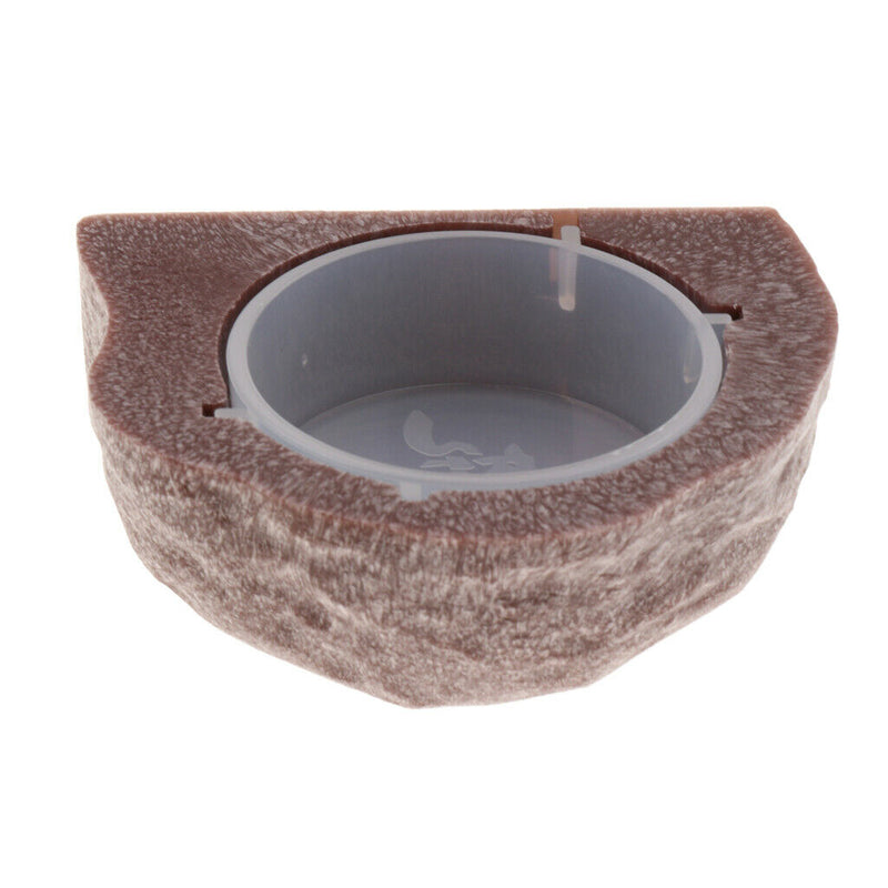 2pcs Reptile Feeder Food Holder Cup Gecko Natural Rock Look Ledge -Magnet Decor