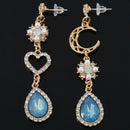 Girls Fresh Star Moon Peacock Sapphire Love Sweet Asymmetric Earrings Ear C