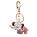 Women Ladies Rhinestone Elephant Charm Pendent Keychain Keyring Gifts Purple