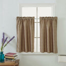 One Set Brown Rod Pocket Short Tier Curtains Panels Half Drapes for Bathroom