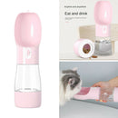 Portable Pet Dog Outdoor Travel Water Bowl Bottle Drinking Food Dish Feeder Pink