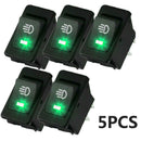 5X 12V 35A Car Fog Light Rocker Toggle Switch 4Pin Green LED Dashboard AHN