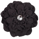 Barrette Hair Clip with Peony Flower and Strass for Baby Girls Women - Blac