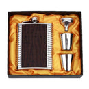 8oz Leather Stainless Steel Hip Flask Set Whiskey Flagon with Funnel Cups
