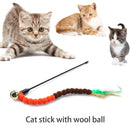 Cat Teasing Stick Colorful Pompom Feather Wand Fun Pet Teaser Rod Toys (05)