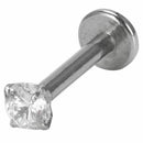 2PCS x 8mm Stainless Steel Inlaid Piercing Cubic Zirconia Lip Rings R9O5