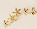 3pairs/bag Bright Starfish Shaped Earrings For Women Ear Stud Earings Jewelry LJ