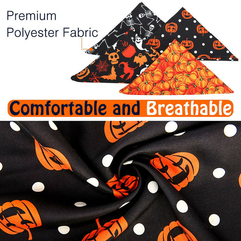 4pcs Scarf Collar Pet Bandana Cotton Puppy Triangle Saliva Scarf Halloween Decor