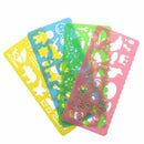 4pcs Student Child Plastic Templates Drawing Ruler Pink, Blue, Yellow, Gree Q9S5