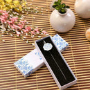 1pc Chinese Folk Style Blue-and-White Porcelain  Pattern Metal Bookmarks Ho N0M8