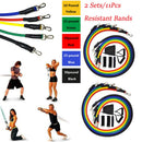 2Sets 11pcs Elastic Exercise Bands Kit with Foam Handles Workout Bands
