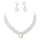Women's Jewelry Set Bridal Wedding White Great Drop Flash Diamond Necklace  P1I8