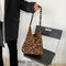 Fashion Corduroy Handbag Chain Totes Lady Shoulder Shopping Bag (Leopard)