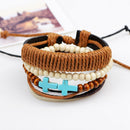 Unisex European Style Wooden Beads Woven Knitting Bracelet Wristband
