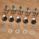 5Pc 10K OHM Terminal Linear Taper Rotary 15mm Resistor Potentiometer + Knobs Kit