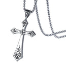 High Polished Stainless Steel Cross Pendant Mens Necklace Christian Charms