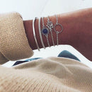 5pcs/set European Hollow Round Hand Chain Women Beads Bracelet Jewelry Gift A