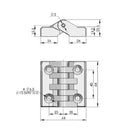 64 x 64mm Torque Hinge, 0.53" Leaf Thickness, Adjustable ABS Torque Hinges