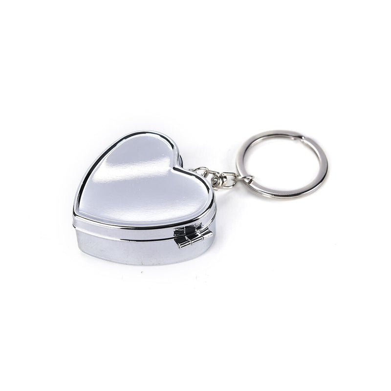 Metal Heart Travel Pill Box Medicine Container Case Storage Holder Keychain A Kw