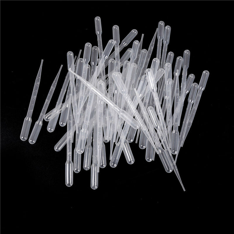 100Pcs 2ml Clear Plastic Eye Dropper Set Liquid Transfer Graduated Pipettes  ASE