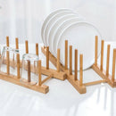 4 Pack Bamboo Wooden Dish Rack Plate Rack Stand Pot Lid Holder Kitchen Cabi