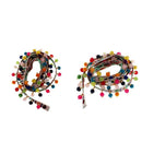 2Pcs Ethnic Fringed Tassel Lace Jacquard Ribbon with Pompom Ball Trim 1 Yard